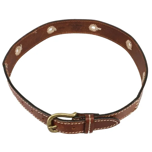 Eddie Bauer Belt Womens Large Brown Italian Leather Brass Buckle USA Western - Picture 5 of 15